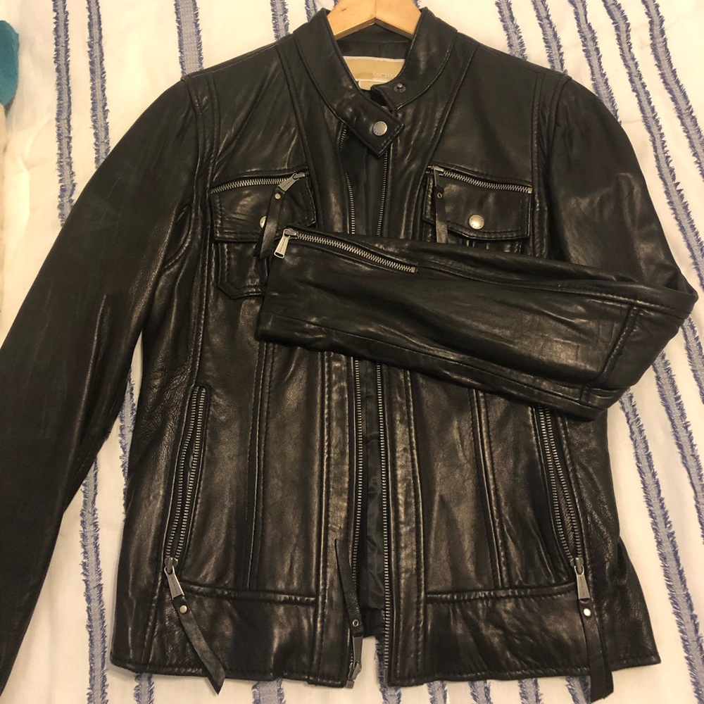 Michael Kors Leather Motorcycle Jacket